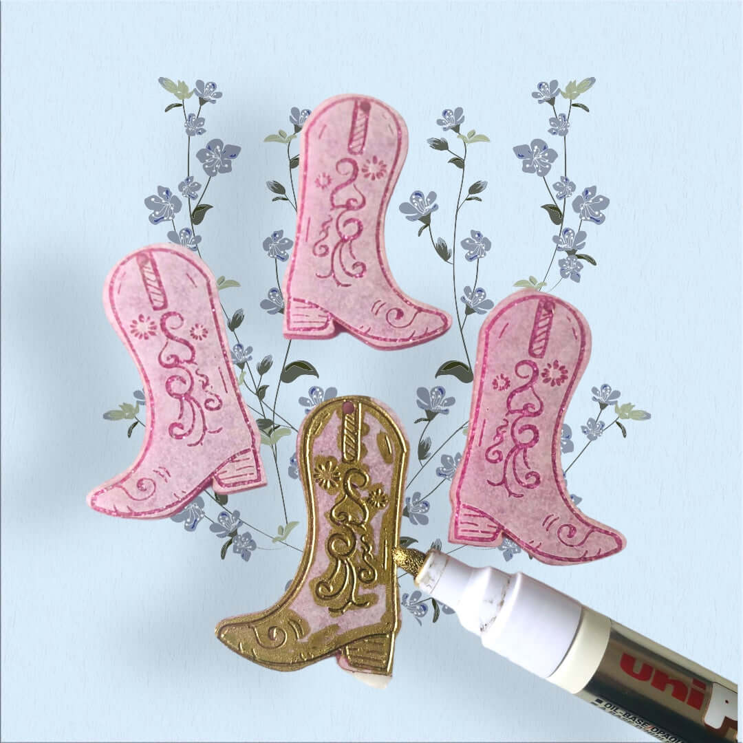 Crafty Cuts Laser Bamboo Cowgirl Boots - 2 pair Set