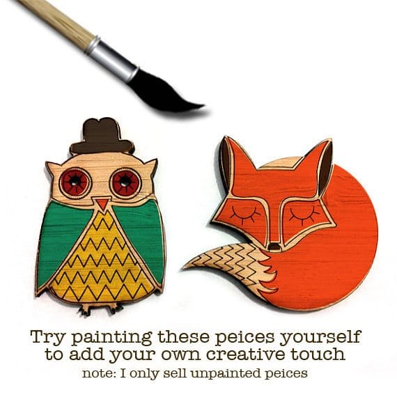 Crafty Cuts Laser Bamboo Ply - Small Owl and Fox Duo - Two Pair Set