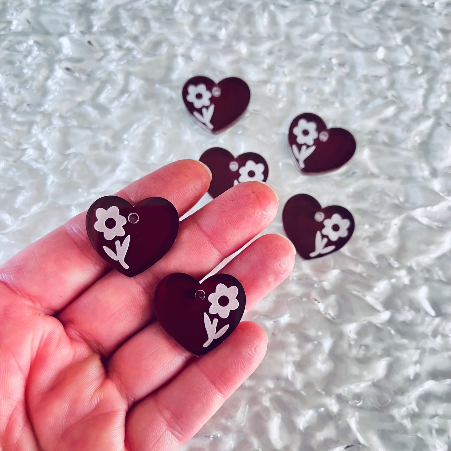 Crafty Cuts Laser Blossom Heart Fancy Charms