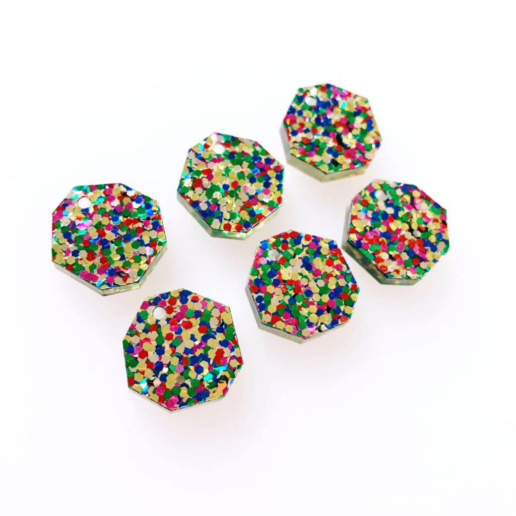 Crafty Cuts Laser Facet Dots Charms - 2 Sizes