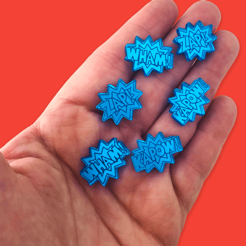 Crafty Cuts Laser © Mirror - Comic Capers Cabochon - 6 pair set