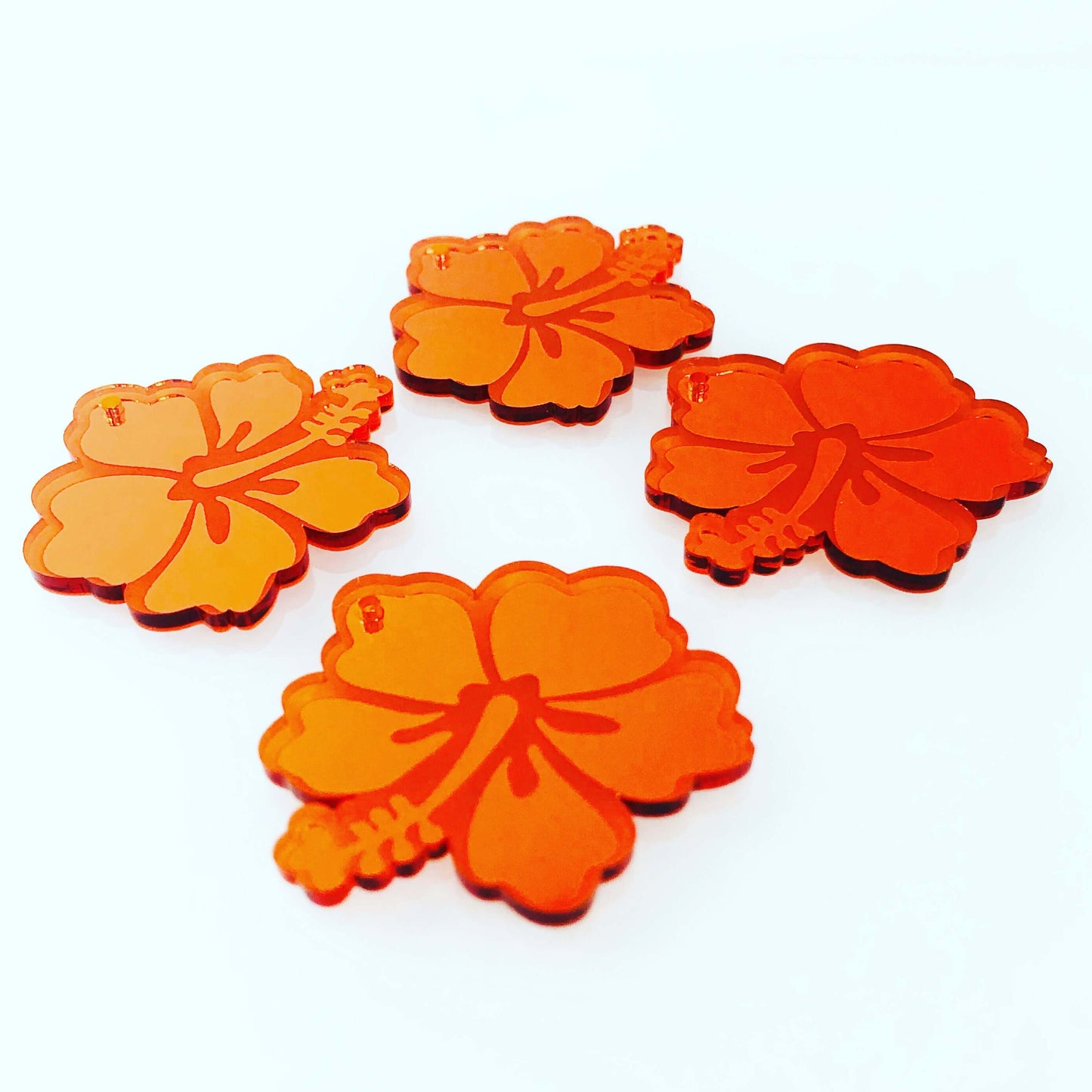 Crafty Cuts Laser Mirror Hibiscus Flowers - 4 Pair Set