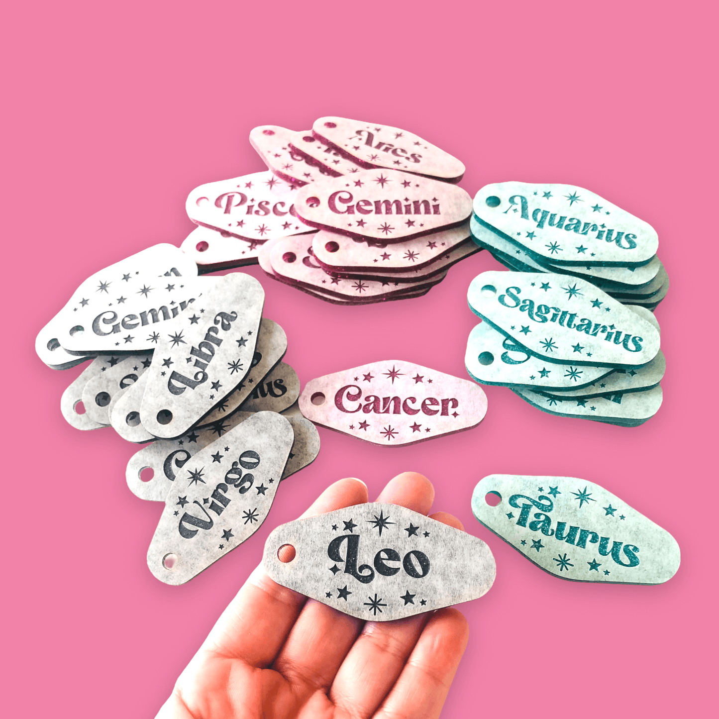 Crafty Cuts Laser Zodiac Motel Key Fobs - 2 pce Set