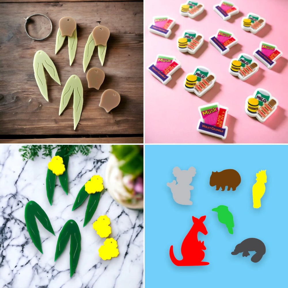 laser cut Australian animal and nature shapes for earring making