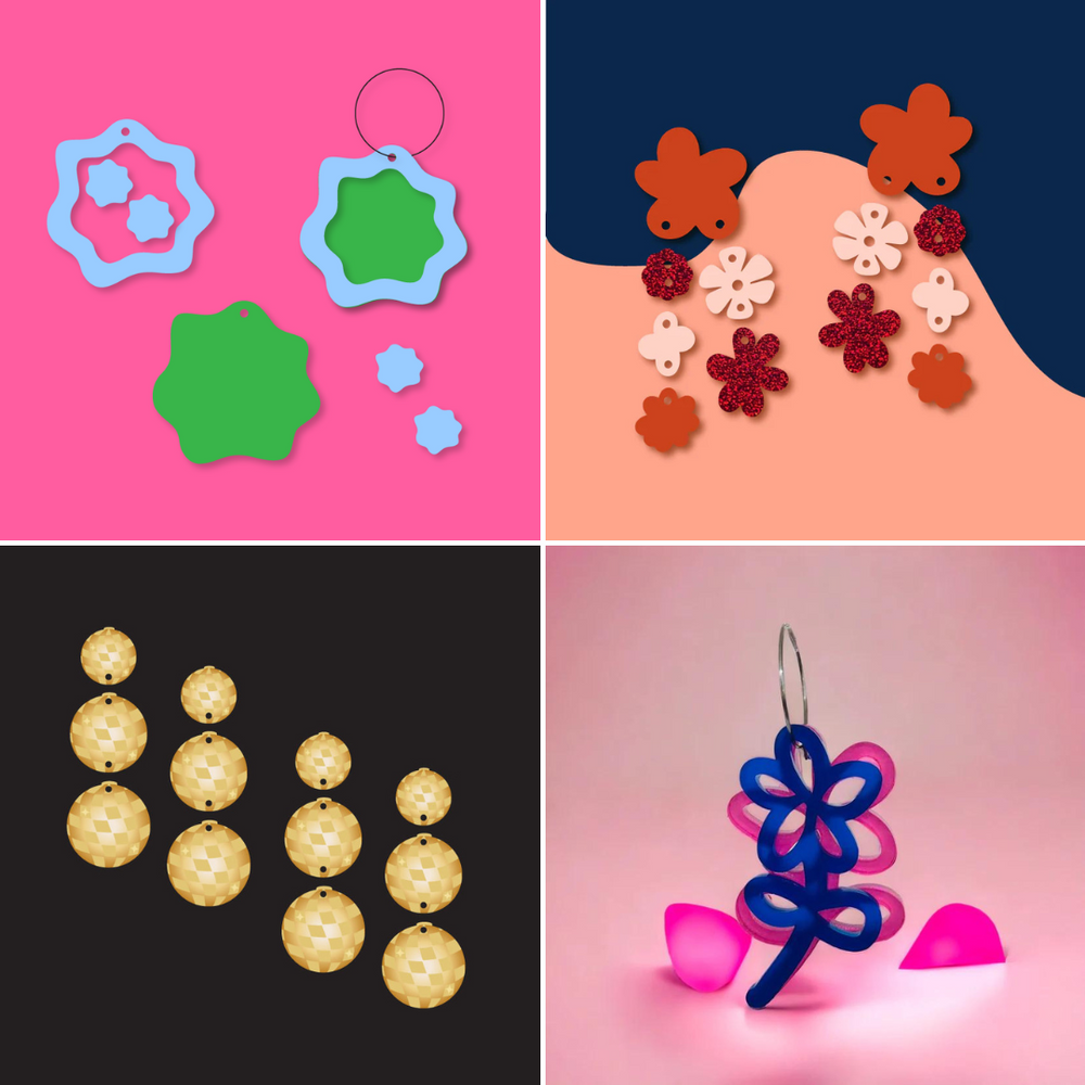 assorted shapes perfect for earring making in a range of acrylic