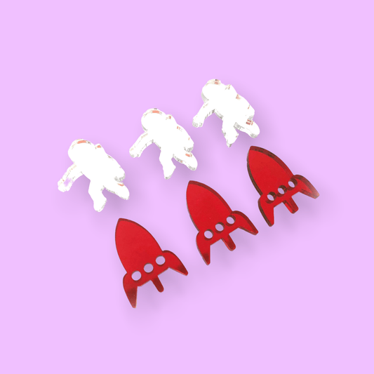 Crafty Cuts Laser 25mm Mismatched Rocket Man  - 6 Pair Set