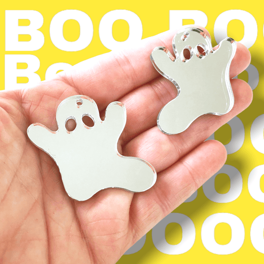 Crafty Cuts Laser 40mm Kawaii Ghost Charms - 2  pair