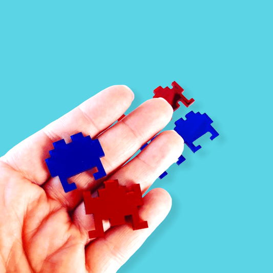 Crafty Cuts Laser Arcade Invaders Mismatched Charms - 6 pairs