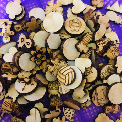 Crafty Cuts Laser Assorted MINI cuts Bamboo - studio Clear out packs - lmtd QTY