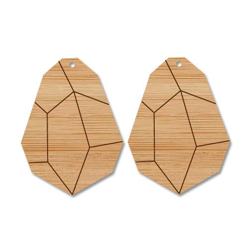 Crafty Cuts Laser Bamboo_etched © BAMBOO Etched Geo Chunk - Two Pairs