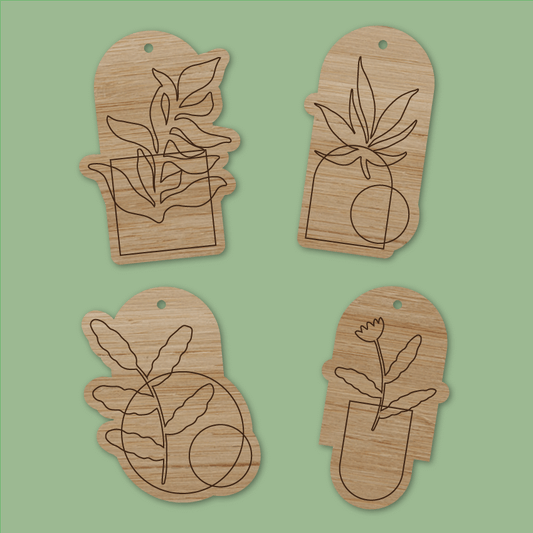Crafty Cuts Laser Bamboo_etched Bamboo Finelines - Botanique - 4 Pair Set