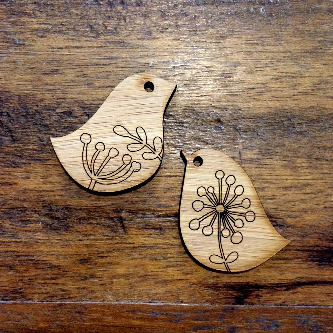Crafty Cuts Laser Bamboo_etched Bird Duo - Bamboo