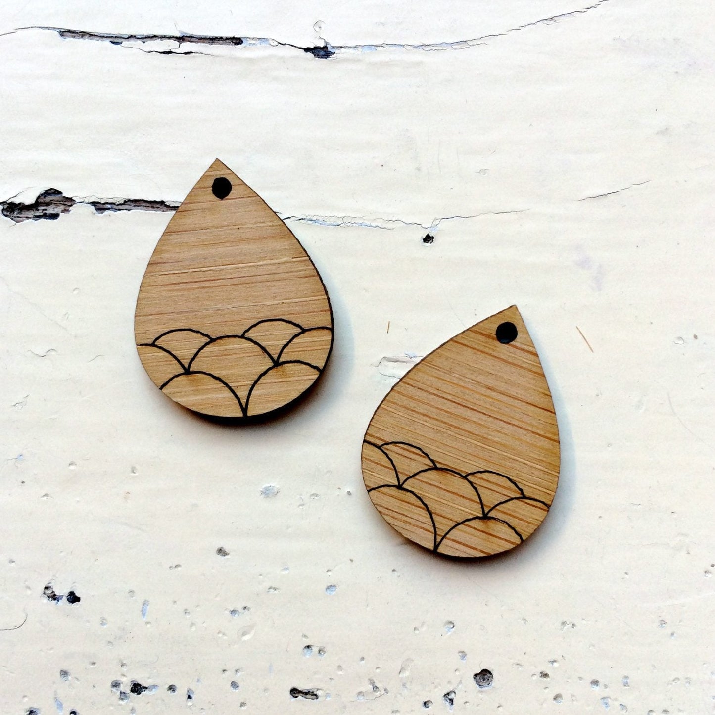 Crafty Cuts Laser Bamboo_etched Bubble Tear Drop - Two Pairs