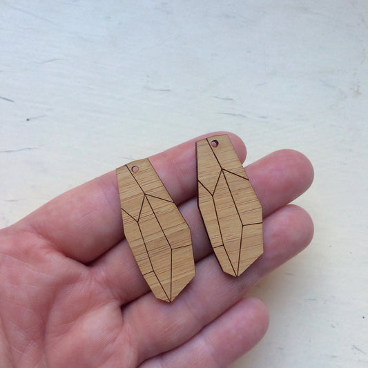 Crafty Cuts Laser Bamboo_etched Chrysalis Dangles  -  Two Pairs
