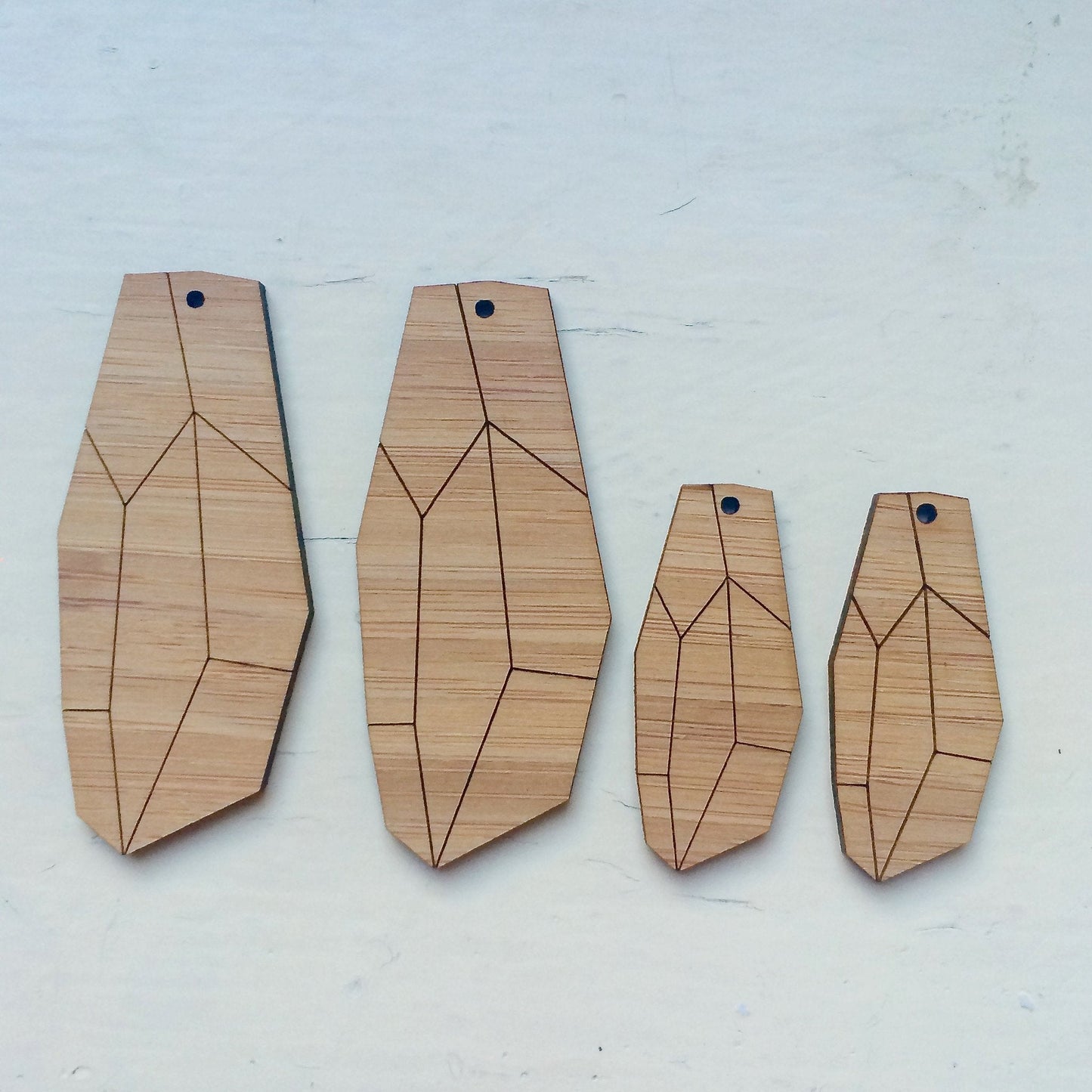 Crafty Cuts Laser Bamboo_etched Chrysalis Dangles  -  Two Pairs