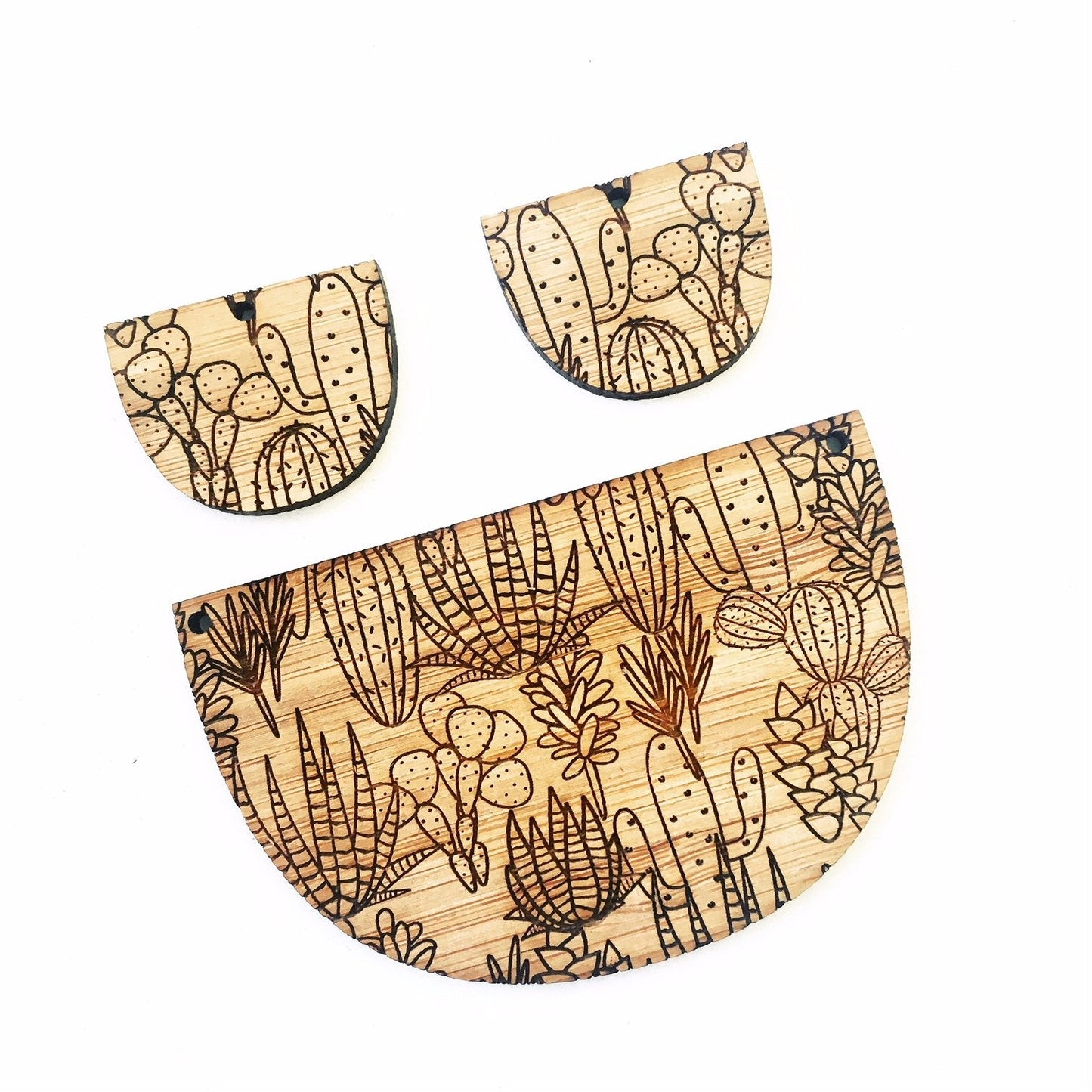 Crafty Cuts Laser Bamboo_etched Desert Garden - Bamboo - Two Pair Set