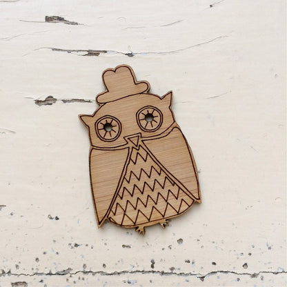 Crafty Cuts Laser Bamboo_etched Mr Dapper Owl Duo  - Bamboo