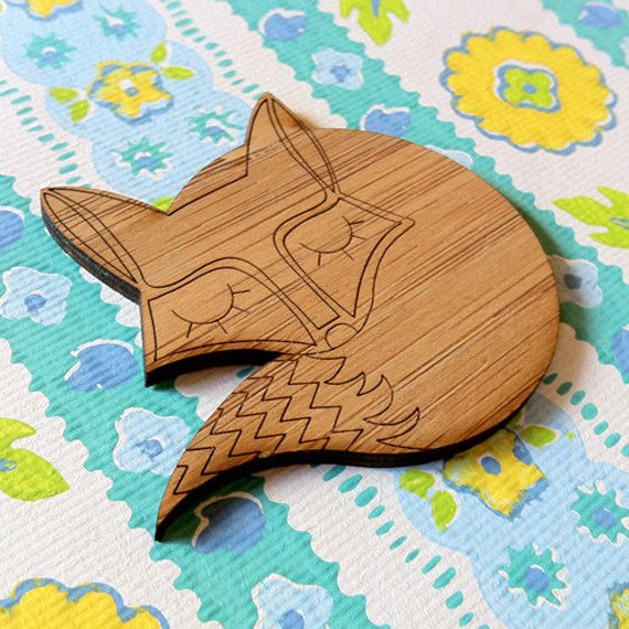 Crafty Cuts Laser Bamboo_etched Sleepy Fox Duo