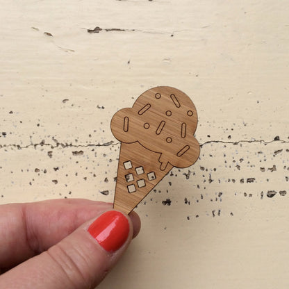 Crafty Cuts Laser Bamboo_etched Sprinkles Ice-cream Cone Duo - Bamboo