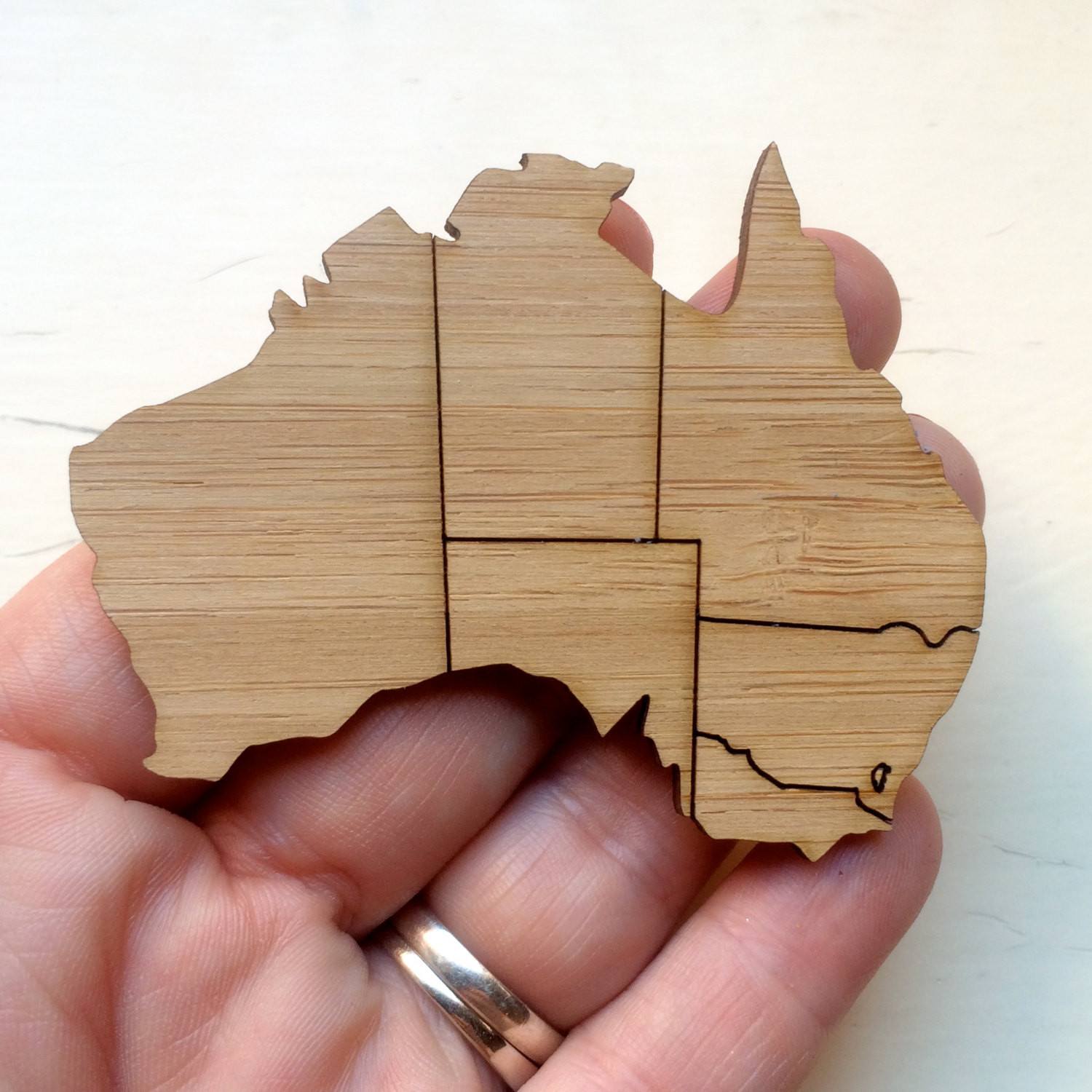 Crafty Cuts Laser Bamboo_etched State of OZ Map  - Two Pieces