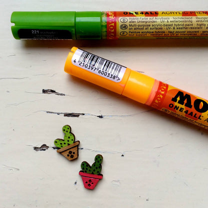 Crafty Cuts Laser Bamboo Prickly Cactus Pots  - 10 Pairs