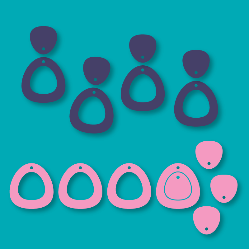 Crafty Cuts Laser Basics DUO -  Chubby Triangle - 4 Pair - Mixed Colour Set