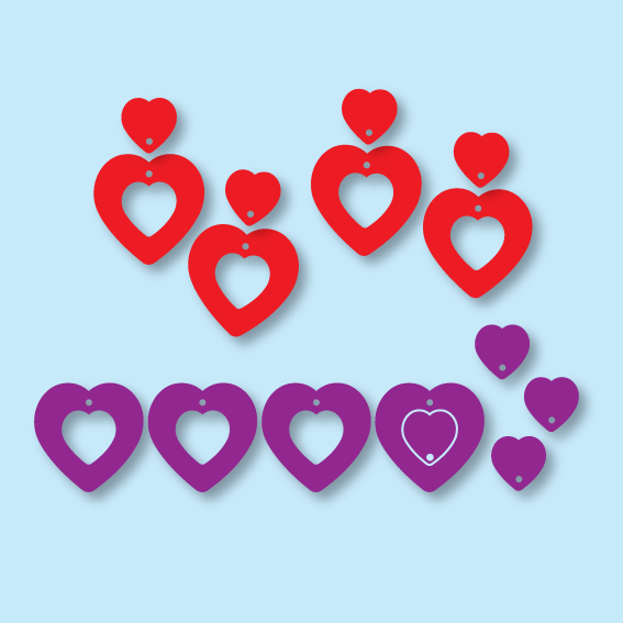 Crafty Cuts Laser Basics Duo - Sweethearts - 4 Pair - Mixed Colour Set