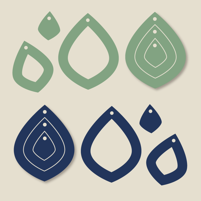 Crafty Cuts Laser Basics Trio - Classy Teardrop - 4 Pair  - Mixed Colour Set