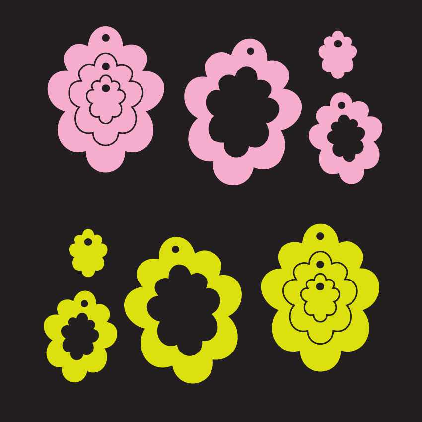 Crafty Cuts Laser Basics Trio - Fluffy Oval - 4 Pair  - Mixed Colour Set