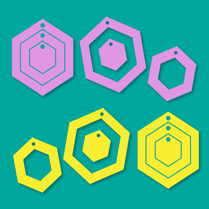 Crafty Cuts Laser Basics Trio - Hexi - 4 Pair  - Mixed Colour Set