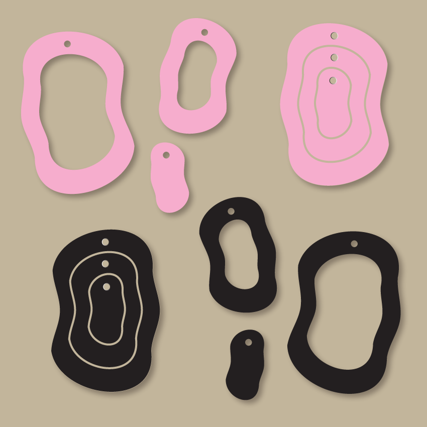 Crafty Cuts Laser Basics Trio - © Wobble Oval - 4 Pair  - Mixed Colour Set