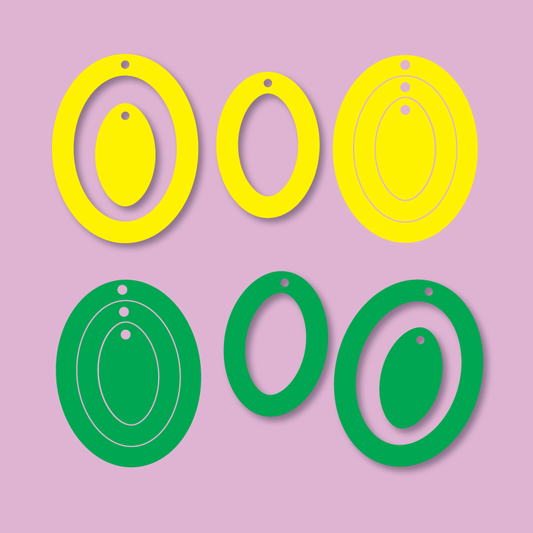 Crafty Cuts Laser Basics_twocolour All with TOP hole Basics Trio - Ovals - 4 Pair - Mixed Colour Set