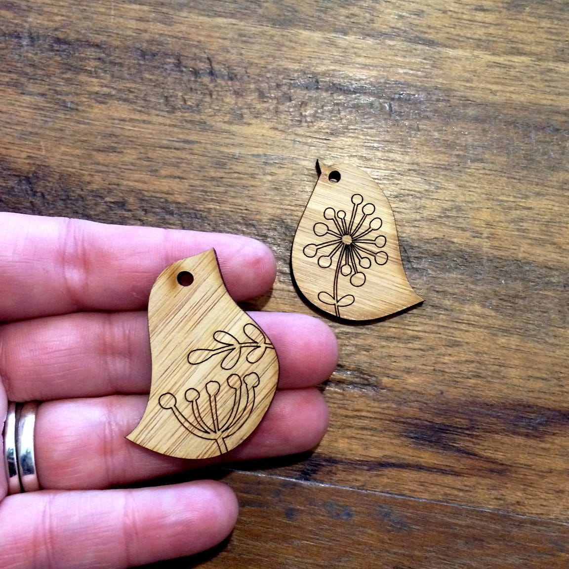 Crafty Cuts Laser © Bird Duo - Bamboo Plywood - TWO Pair