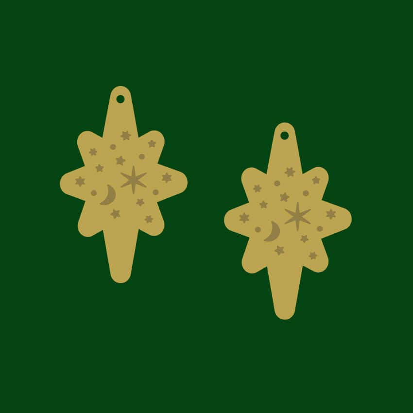 Crafty Cuts Laser © Bright Star Twinkle Etched  - 2 Pair Set