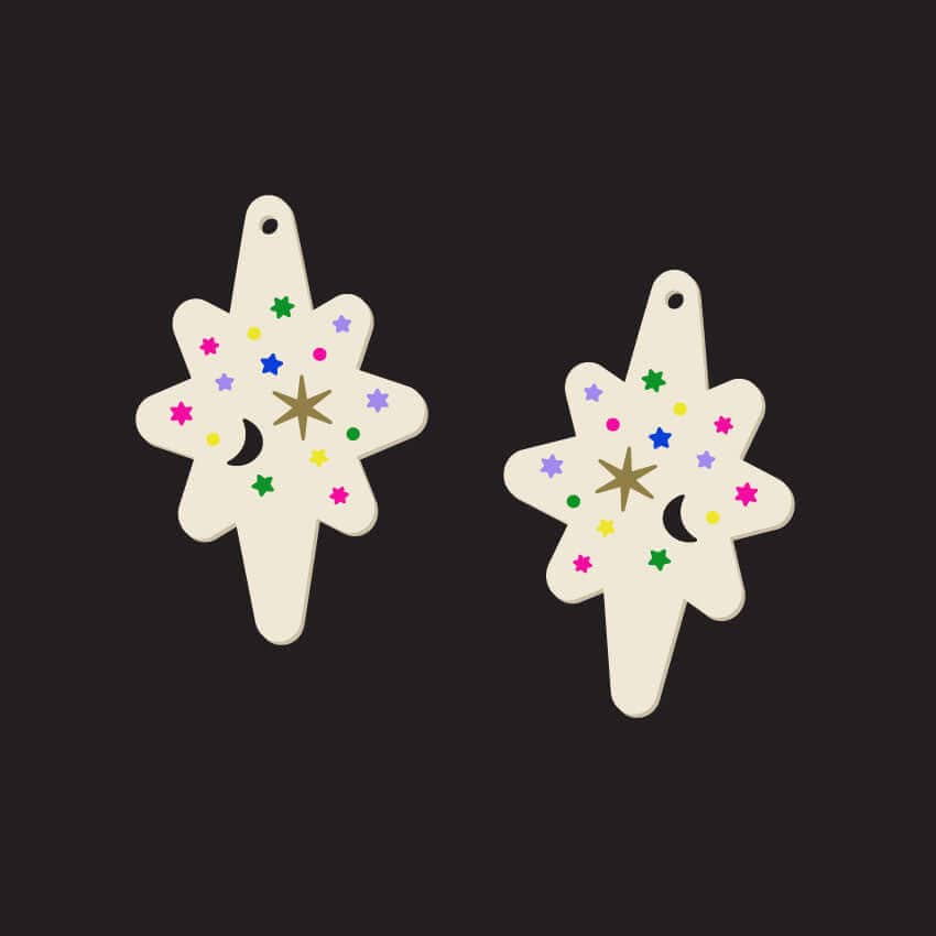 Crafty Cuts Laser © Bright Star Twinkle Etched  - 2 Pair Set