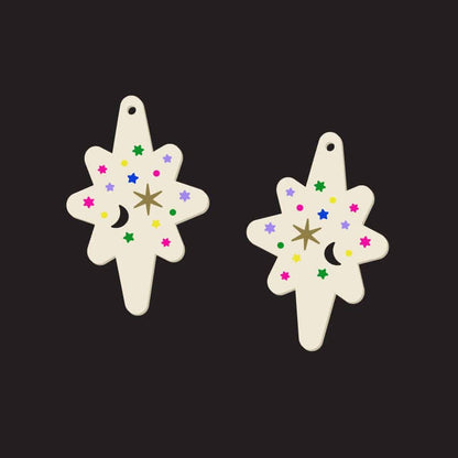 Crafty Cuts Laser © Bright Star Twinkle Etched  - 2 Pair Set