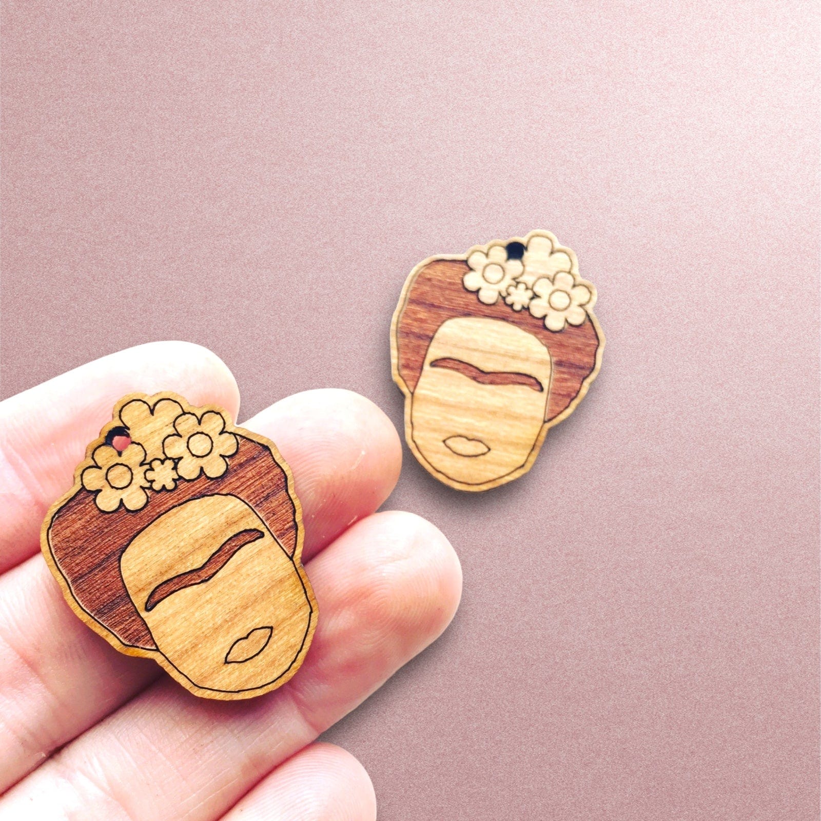 Crafty Cuts Laser © Cherrywood Frida Face Dangles  - 2 Pairs