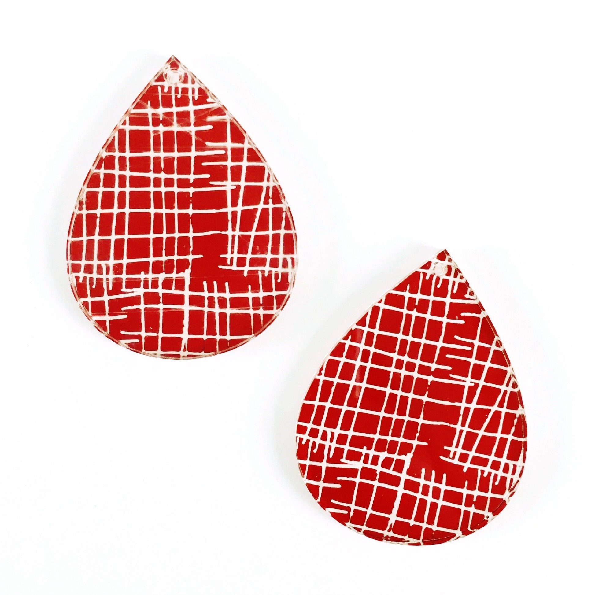 Crafty Cuts Laser Deluxe_ etched Grid Deluxe: 2 pairs 40mm Teardrops - 4 Designs