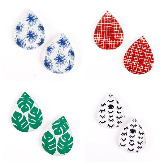 Crafty Cuts Laser Deluxe: 4 pairs 40mm Teardrops - 4 Designs
