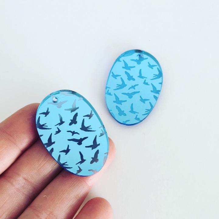 Crafty Cuts Laser © Etched Flock Charms -TWO Pairs
