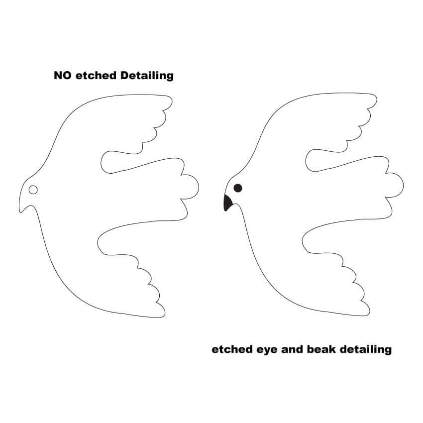 Crafty Cuts Laser ©  Etched Modern Dove - Two Sizes