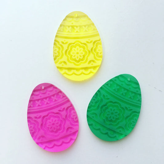Crafty Cuts Laser Etched_set ©  Two Pairs Fancy Folk Egg Charms - Now with added colour!