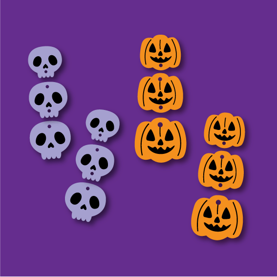 Crafty Cuts Laser Etched Spooky Totem - Block Colour - 3 Pair Set