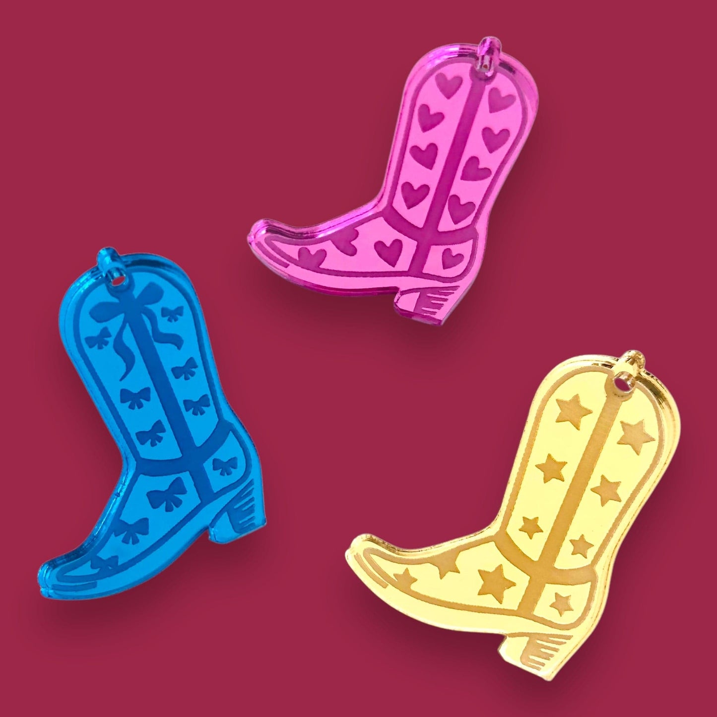 Crafty Cuts Laser  Fancy Boot Charms - 3 pair set - 3 designs