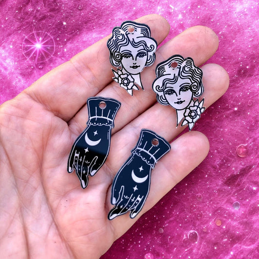 Crafty Cuts Laser Fancy Lady Huggie Charms - 2 designs