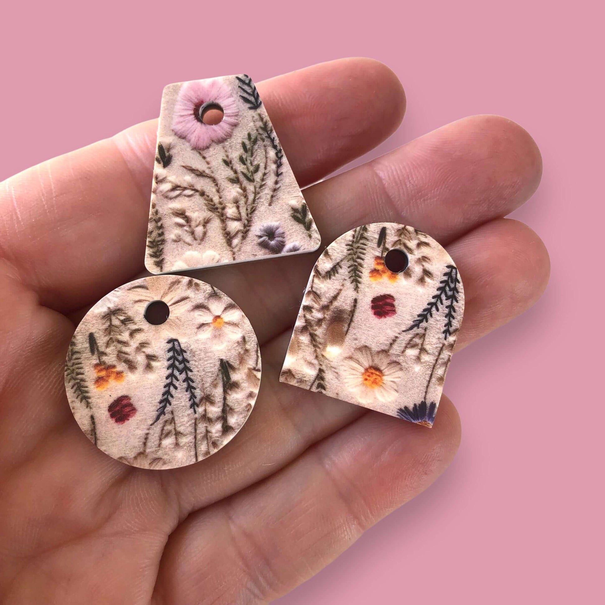 Crafty Cuts Laser Flip Its - Double Sided Charms - Embroidery Blooms - ONE PAIR