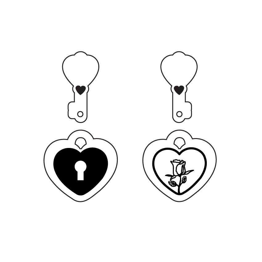Crafty Cuts Laser Keeping Secrets Locket and Key - 3 pair set