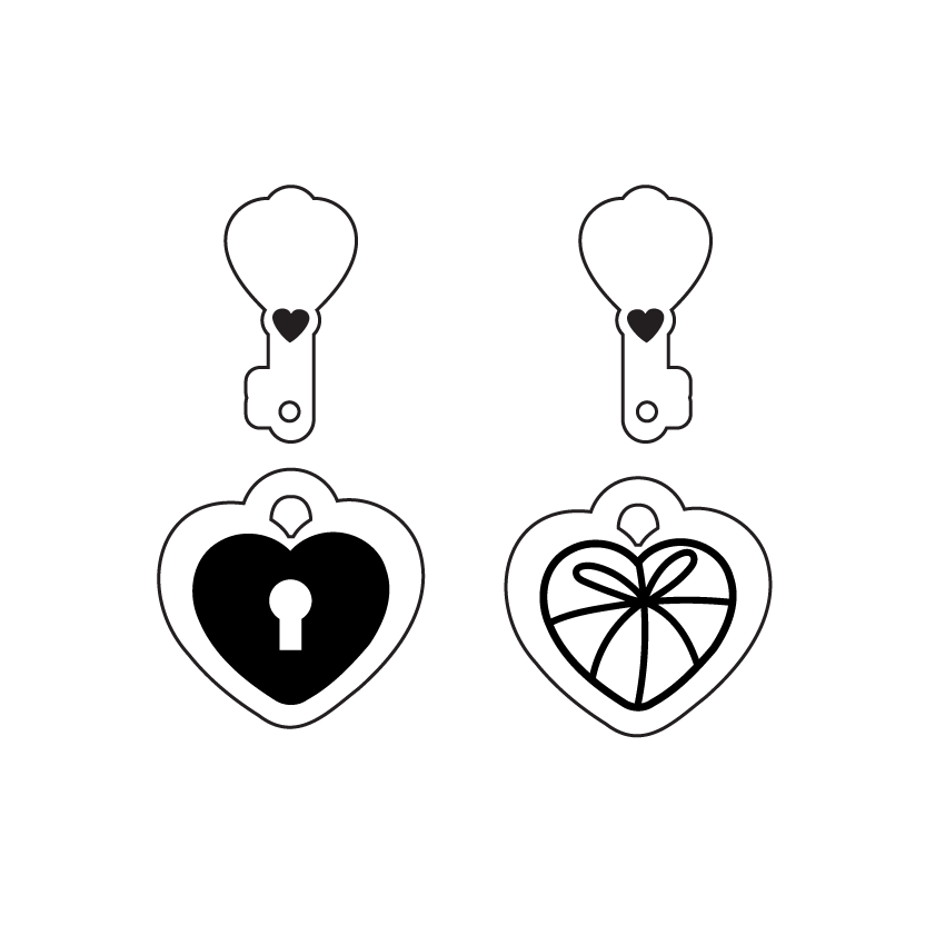 Crafty Cuts Laser Keeping Secrets Locket and Key - 3 pair set