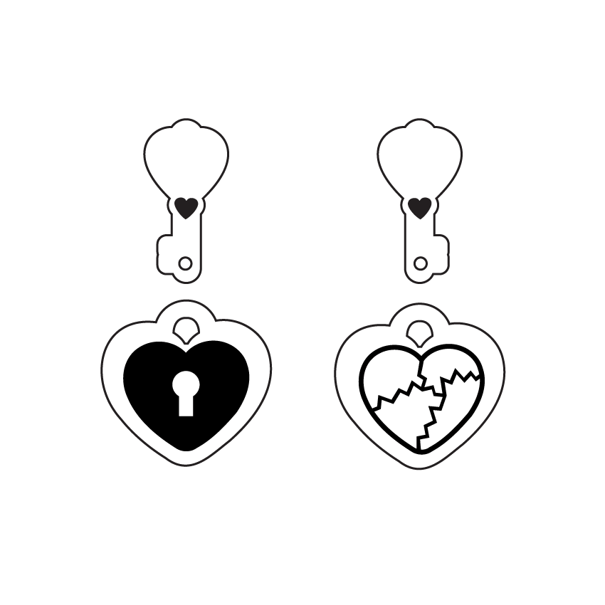 Crafty Cuts Laser Keeping Secrets Locket and Key - 3 pair set