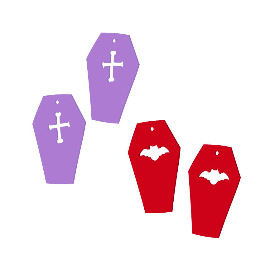 Crafty Cuts Laser Kreepy Koffin's Cut-outs  - 2 Pair Set - 2 Designs